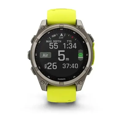 Смарт-часы Garmin Fenix 8 – 47 мм, Solar Sapphire, титан с ярко-желтым/графитовым силиконовым ремешком - 7 - Robinzon.ua