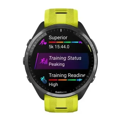 Смарт-часы Garmin Forerunner 965 с карбоново-серым титановым безелем, черным корпусом и желтым силиконовым ремешком - 1 - Robinzon.ua