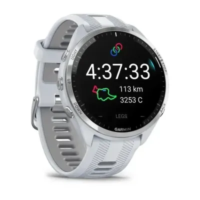 Смарт-годинник Garmin Forerunner 965 з титановим безелем, білим корпусом та біло-сірим силіконовим ремінцем - 2 - Robinzon.ua