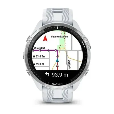Смарт-годинник Garmin Forerunner 965 з титановим безелем, білим корпусом та біло-сірим силіконовим ремінцем - 3 - Robinzon.ua