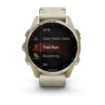 Смарт-часы Garmin Fenix 8 – 43 мм, AMOLED Sapphire, золотистые с кожаным ремешком цвета серый известняк - 7 - Robinzon.ua
