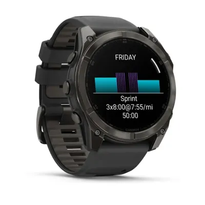 Смарт-годинник Garmin Fenix 8 – 51 мм, AMOLED Sapphire, титан з DLC-покриттям Carbon Gray і силіконовим ремінцем чорного/сірого кольору - 6 - Robinzon.ua