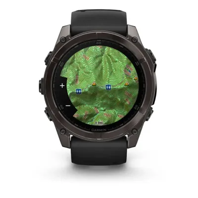 Смарт-годинник Garmin Fenix 8 – 51 мм, AMOLED Sapphire, титан з DLC-покриттям Carbon Gray і силіконовим ремінцем чорного/сірого кольору - 1 - Robinzon.ua