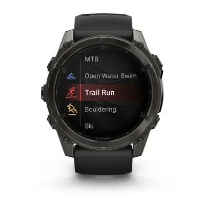 Смарт-годинник Garmin Fenix 8 – 51 мм, AMOLED Sapphire, титан з DLC-покриттям Carbon Gray і силіконовим ремінцем чорного/сірого кольору - 2 - Robinzon.ua