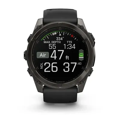 Смарт-годинник Garmin Fenix 8 – 51 мм, AMOLED Sapphire, титан з DLC-покриттям Carbon Gray і силіконовим ремінцем чорного/сірого кольору - 3 - Robinzon.ua