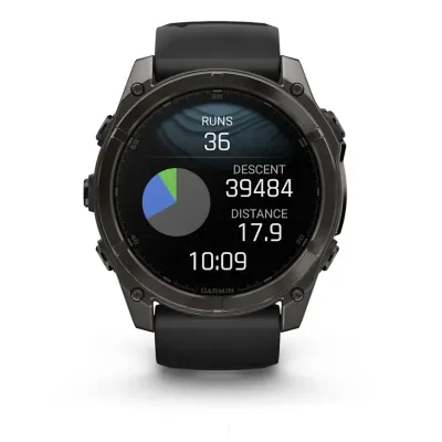 Смарт-годинник Garmin Fenix 8 – 51 мм, AMOLED Sapphire, титан з DLC-покриттям Carbon Gray і силіконовим ремінцем чорного/сірого кольору - 4 - Robinzon.ua