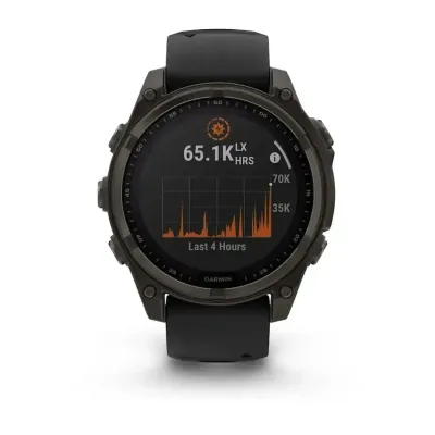 Смарт-годинник Garmin Fenix 8 – 47 мм, Solar Sapphire, титан з DLC-покриттям Carbon Gray та силіконовим ремінцем чорного/сірого кольору - 1 - Robinzon.ua