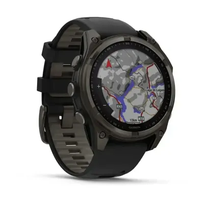 Смарт-годинник Garmin Fenix 8 – 47 мм, Solar Sapphire, титан з DLC-покриттям Carbon Gray та силіконовим ремінцем чорного/сірого кольору - 2 - Robinzon.ua
