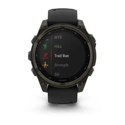 Смарт-годинник Garmin Fenix 8 – 47 мм, Solar Sapphire, титан з DLC-покриттям Carbon Gray та силіконовим ремінцем чорного/сірого кольору - 6 - Robinzon.ua