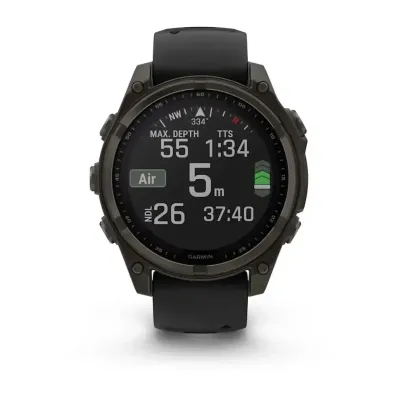 Смарт-годинник Garmin Fenix 8 – 47 мм, Solar Sapphire, титан з DLC-покриттям Carbon Gray та силіконовим ремінцем чорного/сірого кольору - 7 - Robinzon.ua
