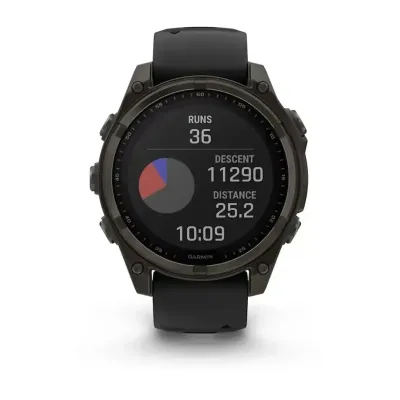 Смарт-годинник Garmin Fenix 8 – 47 мм, Solar Sapphire, титан з DLC-покриттям Carbon Gray та силіконовим ремінцем чорного/сірого кольору - 8 - Robinzon.ua