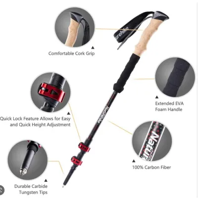 Треккинговые ультралегкие палки Naturehike NH20DS003 черные (цена за пару). - 2 - Robinzon.ua