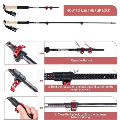 Треккинговые ультралегкие палки Naturehike NH20DS003 черные (цена за пару). - 6 - Robinzon.ua