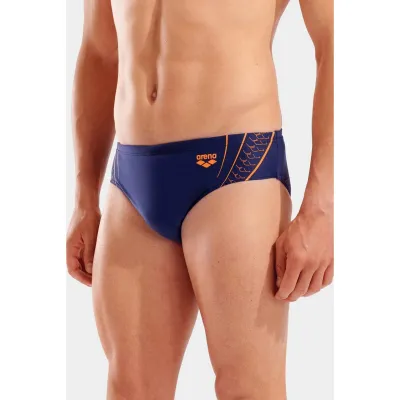 Мужские плавки-слипы Arena DOUBLE GRAPHIC SWIM BRIEFS Тёмно-синий, Оранжевый 100 (010951-705 100) - 2 - Robinzon.ua