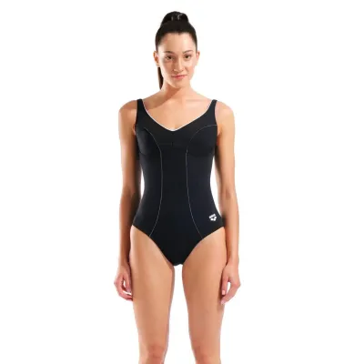 Купальник закритий для жінок Arena CLIP BACK SWIMSUIT SOLID B Чорний, Білий 38 (010651-510 38) - 3 - Robinzon.ua