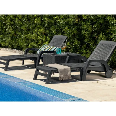 Шезлонг пластиковий BICA Miami, графіт - 1 - Robinzon.ua
