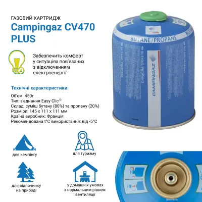 Газовий картридж Campingaz CV470 PLUS, з'єднання Easy Clic® Plus - 2 - Robinzon.ua