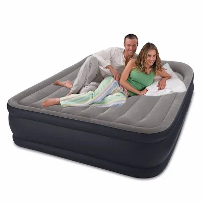 Двоспальне надувне ліжко Intex 64136 (152 x 203 x 42 см) Deluxe Pillow Rest + Вбудований електронасос 220В. - 1 - Robinzon.ua