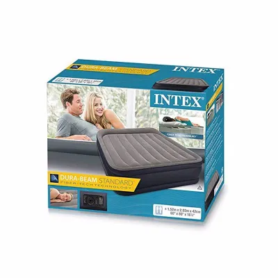 Двоспальне надувне ліжко Intex 64136 (152 x 203 x 42 см) Deluxe Pillow Rest + Вбудований електронасос 220В. - 4 - Robinzon.ua