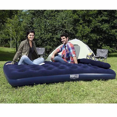 Двоспальний надувний матрац Bestway 67374 (152 х 203 x 22 см) + ручний насос та 2 подушки. - 1 - Robinzon.ua