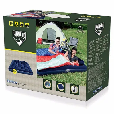 Двоспальний надувний матрац Bestway 67374 (152 х 203 x 22 см) + ручний насос та 2 подушки. - 6 - Robinzon.ua