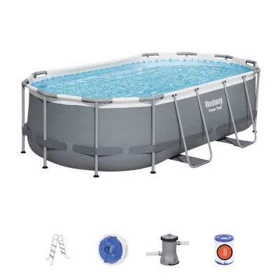 Овальный каркасный бассейн Bestway 56620 Power Steel Frame Pool (427х250х100 см) - 1 Овальный каркасный бассейн Bestway 56620 Power Steel Frame Pool (427х250х100 см) - 1 - Robinzon.ua