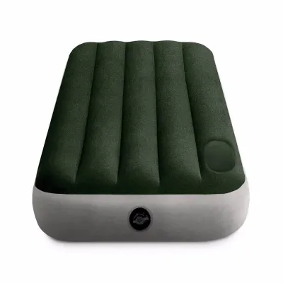 Односпальний надувний матрац Intex 64760 (76 x 191 x 25 см) Downy Airbed + Вбудований ножний насос. - 1 - Robinzon.ua