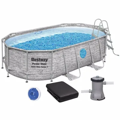 Овальный каркасный бассейн Bestway 56714 (427-250-100 см) Power Steel™ Swim Vista Series™ - 1 Овальный каркасный бассейн Bestway 56714 (427-250-100 см) Power Steel™ Swim Vista Series™ - 1 - Robinzon.ua