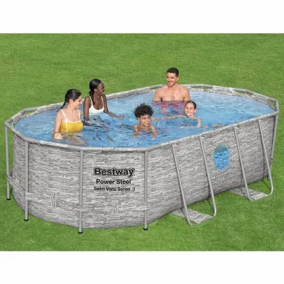 Овальный каркасный бассейн Bestway 56714 (427-250-100 см) Power Steel™ Swim Vista Series™ - 2 Овальный каркасный бассейн Bestway 56714 (427-250-100 см) Power Steel™ Swim Vista Series™ - 2 - Robinzon.ua