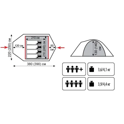 Палатка Tramp Lite Camp 4 олива - 1 - Robinzon.ua