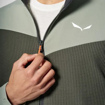 Флісова кофта Salewa Puez Waffle HYB PL Mns 50/L оливковий/сірий - 4 - Robinzon.ua