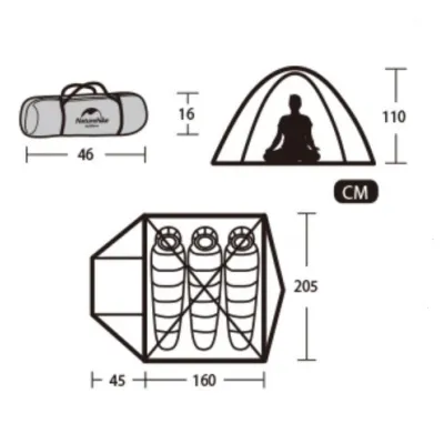 Тримісний намет Naturehike P-SERIES 3 темно-зелений NH18Z033-P - 2 - Robinzon.ua