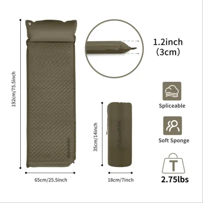 Килимок самонадувний одномісний з подушкою Naturehike темно-зелений CNK2300DZ014 - 1 - Robinzon.ua