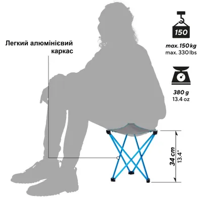 Стілець розкладний Uquip Trinity L Grey (244033) - Robinzon.ua