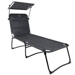 Кровать раскладная Bo-Camp Sun Lounger With Sunscreen 5 Positions Grey (1304492) - Robinzon.ua