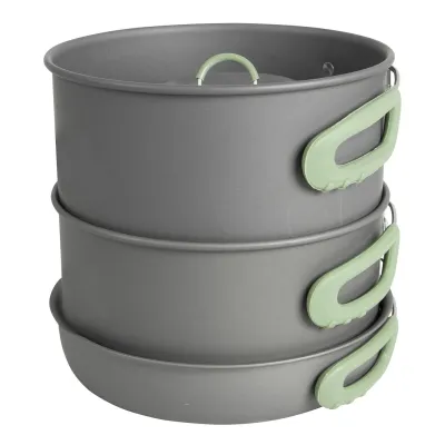 Набор посуды Bo-Camp Explorer XL 4 Pieces Hard Anodized Grey/Green (2200249) - Robinzon.ua