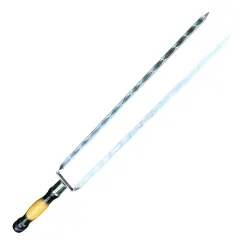 Подвійний шампур Mzavod з дерев'яною ручкою 630х12х3мм двокольоровий - Robinzon.ua