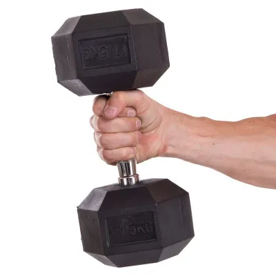 Гантель 17.5 кг цільна шестигранна гексагональна Zelart - Robinzon.ua