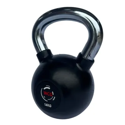 Гиря прорезиненная с хромированной ручкой WCG 14 кг Гантели, гири, штанги и диски спортивная - Robinzon.ua