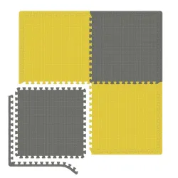 Мат-пазл EVA 1 см - 4 частей Hop-Sport A010 серый / желтый - Robinzon.ua