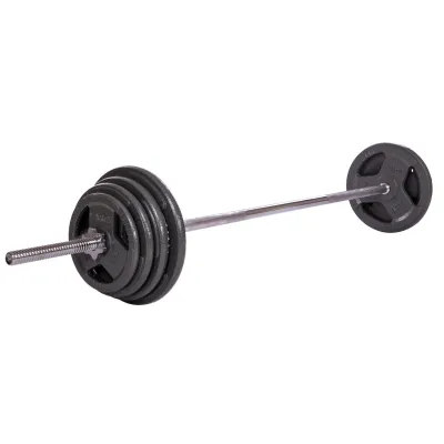 Штанга пряма зі сталевими блінами на 57 кг довжина-1,8 м Sport 2431-57 - Robinzon.ua