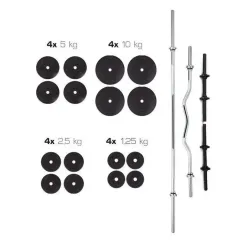 Штанга набірна + W-подібний гриф + Гантелі 91 кг Гантелі, гирі, штанги та диски ударостійкий пластик - Robinzon.ua