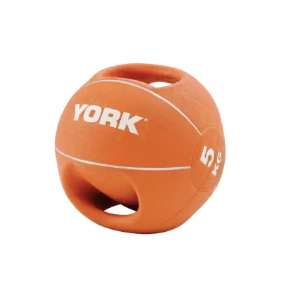 Мяч медицинский медбол 5 кг York Fitness с двумя ручками оранжевый - Robinzon.ua