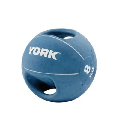 Мяч медицинский медбол 8 кг York Fitness с двумя ручками синий - Robinzon.ua