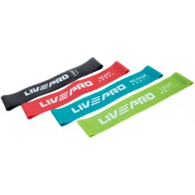 Набор фитнеса резинок LivePro RESISTANCE LOOPS BANDS зеленый, красный, голубой, черный 4шт. 500x20мм LP8412 - Robinzon.ua