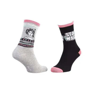 Шкарпетки Star Wars Star Wars Princess Leia 2P 1-pack 35-41 gray/black 13896920-1 - Robinzon.ua