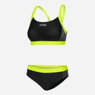 Купальник роздільний жіночий Aqua Speed Naomi 460-138 42 (XL) Чорний/Сірий/Флуоресцентний жовтий (5908217671233) - Robinzon.ua