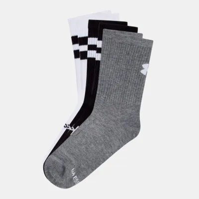 Чоловічі Шкарпетки UA Essential 6pk Crew Білий, Сірий, Чорний L (1387058-101 L) - Robinzon.ua