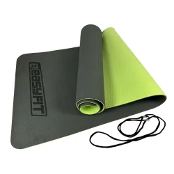 Коврик для йоги и фитнеса EasyFit TPE+TC 6 мм двухслойный черный-зеленый - Robinzon.ua