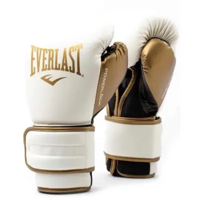 Боксерские перчатки  Everlast POWERLOCK 2R TRAINING GLOVE белый, золотой Уни 14 унций P00003050 - Robinzon.ua